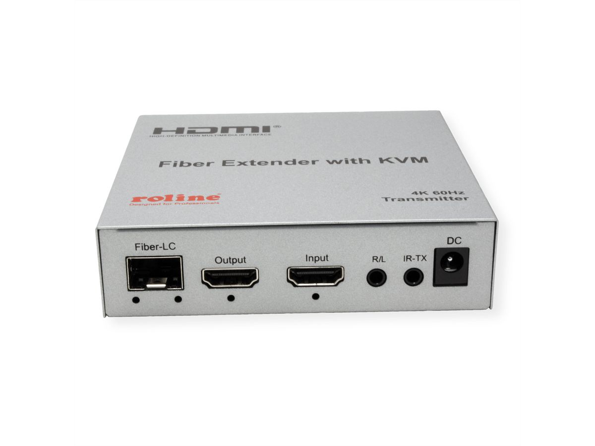 ROLINE Rallonge KVM via fibre optique, HDMI 4K, USB, 20 km