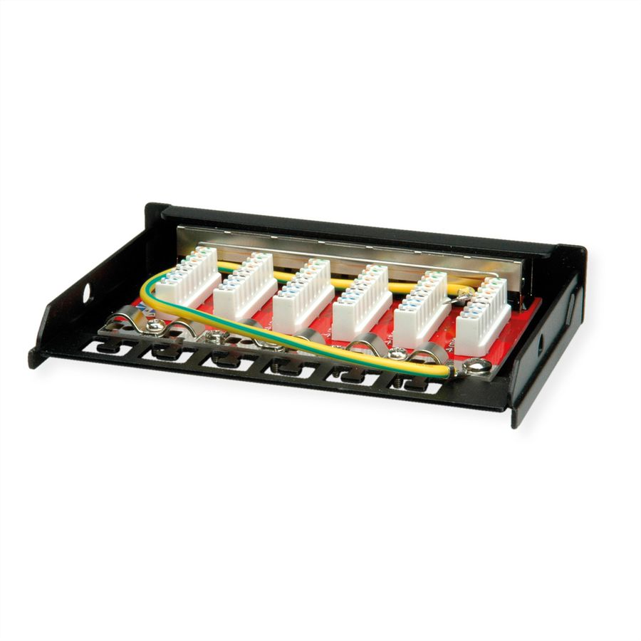 ROLINE Mini panneau Cat.6A/ClassEA 6 ports, 0,5U, blindé, noir