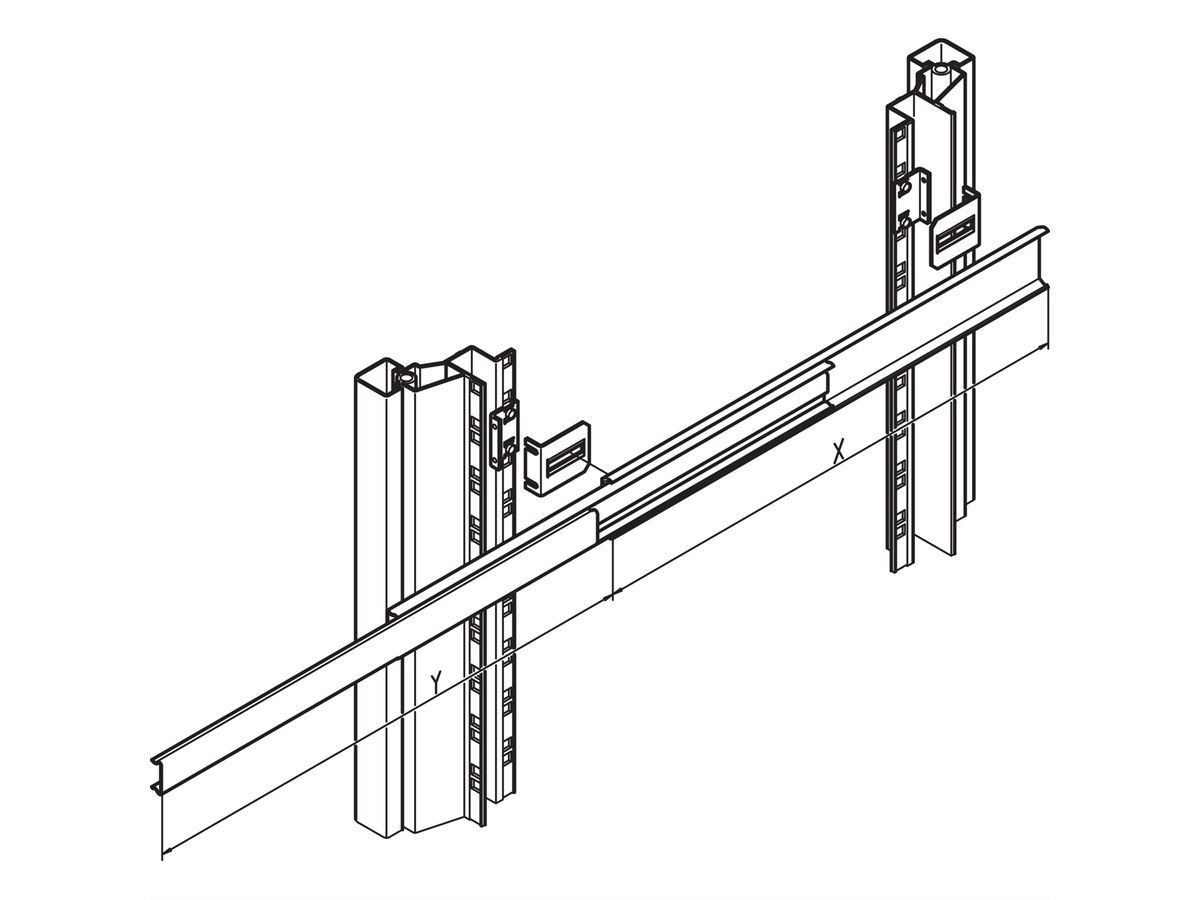 SCHROFF Kit de montage pour glissière télescopique, universel pour 1 ou 2 U, Varistar