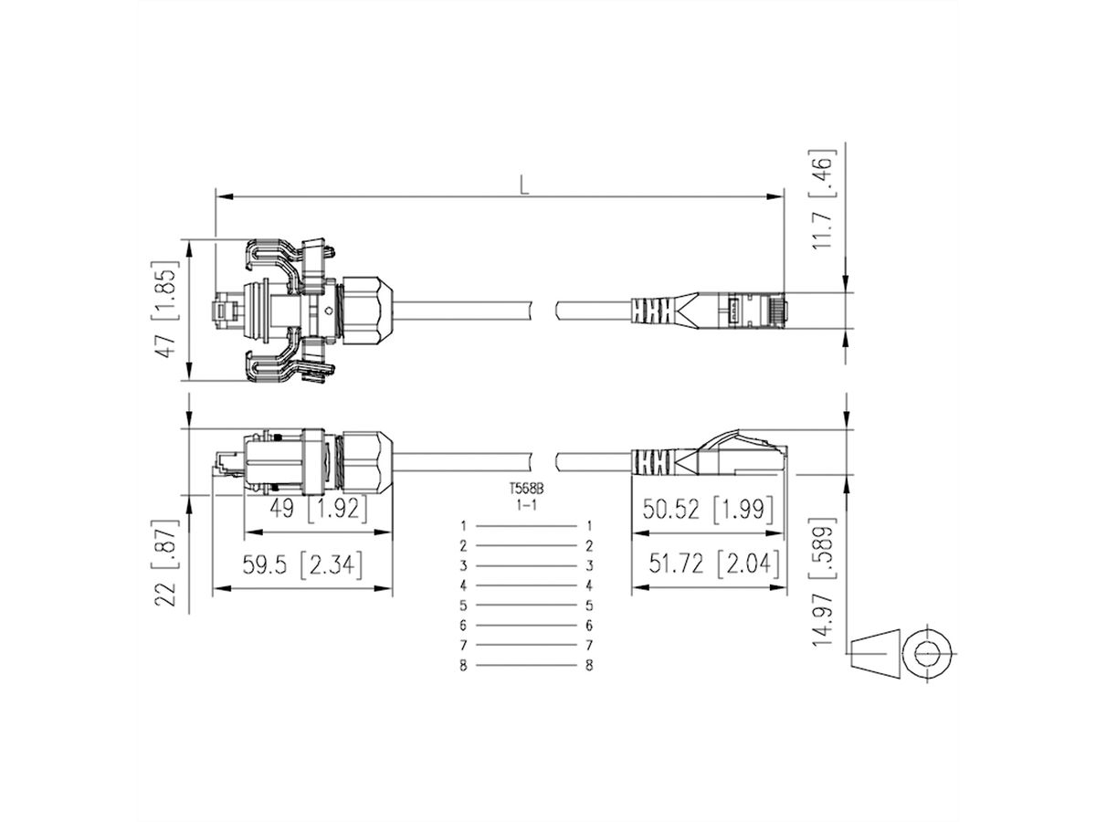 METZ CONNECT E-DAT Industry cordon de brassage IP67 - RJ45, 5 m