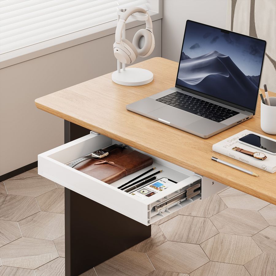 VALUE Tiroir sous bureau ultra-mince, taille moyenne, blanc