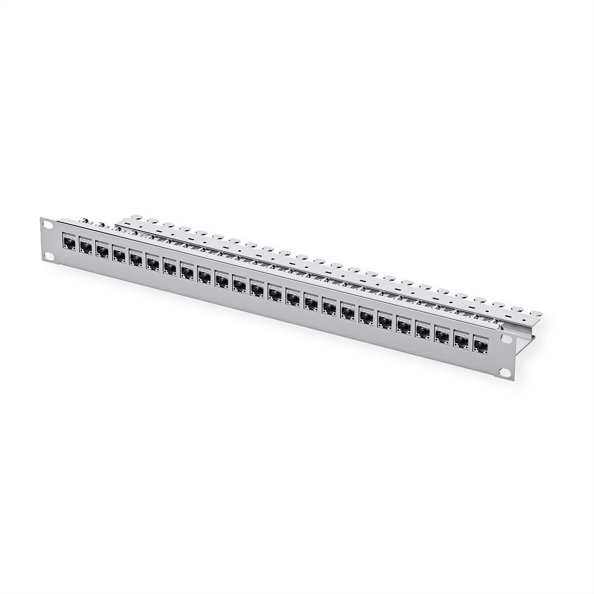 Porte modules 19" de 1U équipé de 24 modules AMJ-SL Cat.6A (Classe EA) (ISO/IEC), gris