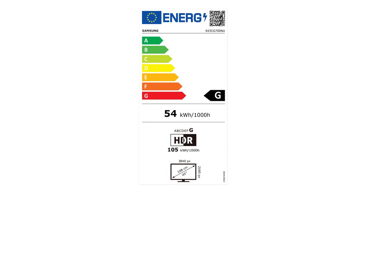 Samsung S43CG700NU écran plat de PC 109,2 cm (43") 3840 x 2160 pixels 4K Ultra HD LED Noir, Blanc