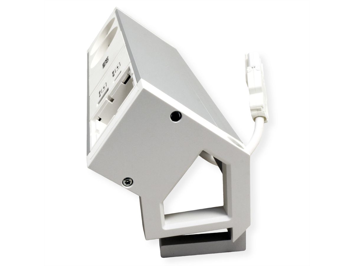 BACHMANN DESK2 ALU WHITE 2xUTE 1xCM 1xUSB A/C 22W 0,2m GST18