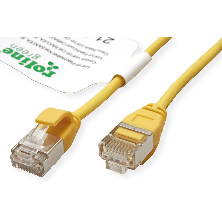 ROLINE GREEN Cordon DataCenter U/FTP Cat.6A (Classe EA), LSOH, slim, jaune, 3 m