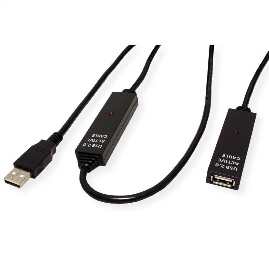 VALUE Prolongation active USB 2.0 avec Repeater, noir, 30 m