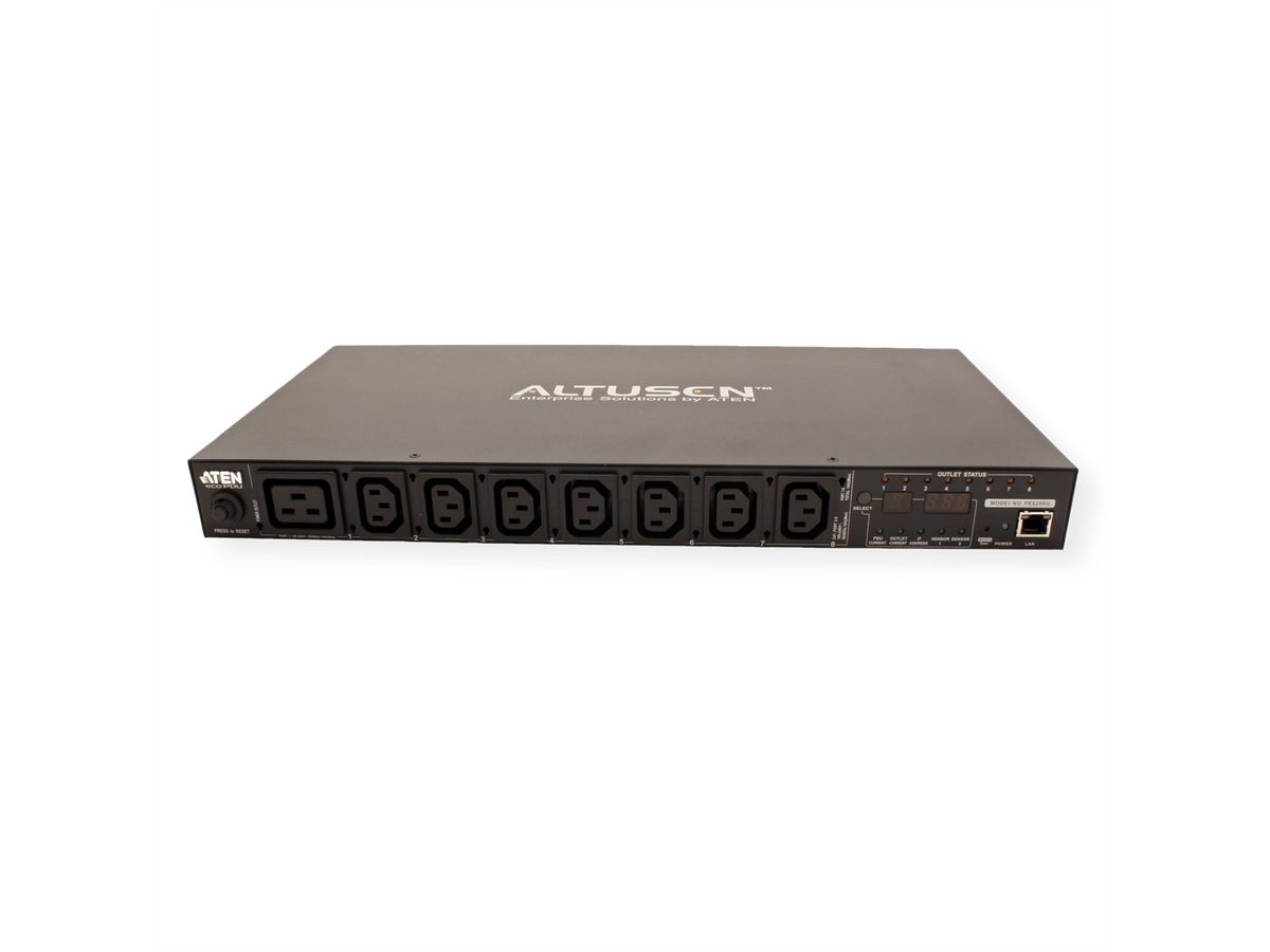 ATEN PE6208G Multiprise IP, 8 ports, 1UH, 7xC13 + 1xC19, 16A - SECOMP France