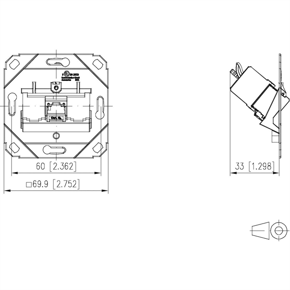 METZ CONNECT C6Amodul 1 port 180°M encastré sans cache