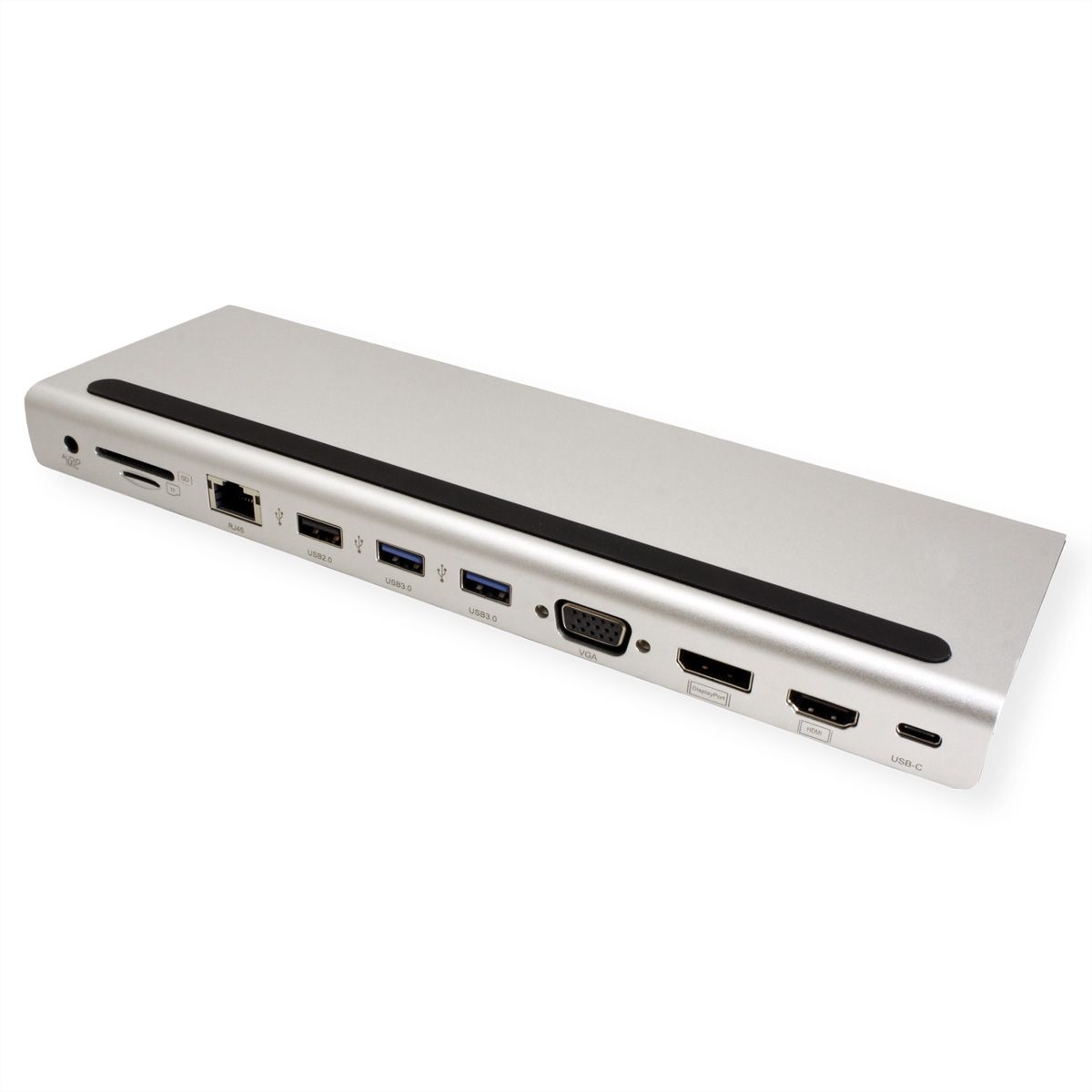 VALUE Station d‘accueil USB-C multiports, 4K HDMI/DP, VGA, USB, Card Reader, PD, Gigabit Ethernet, Audio