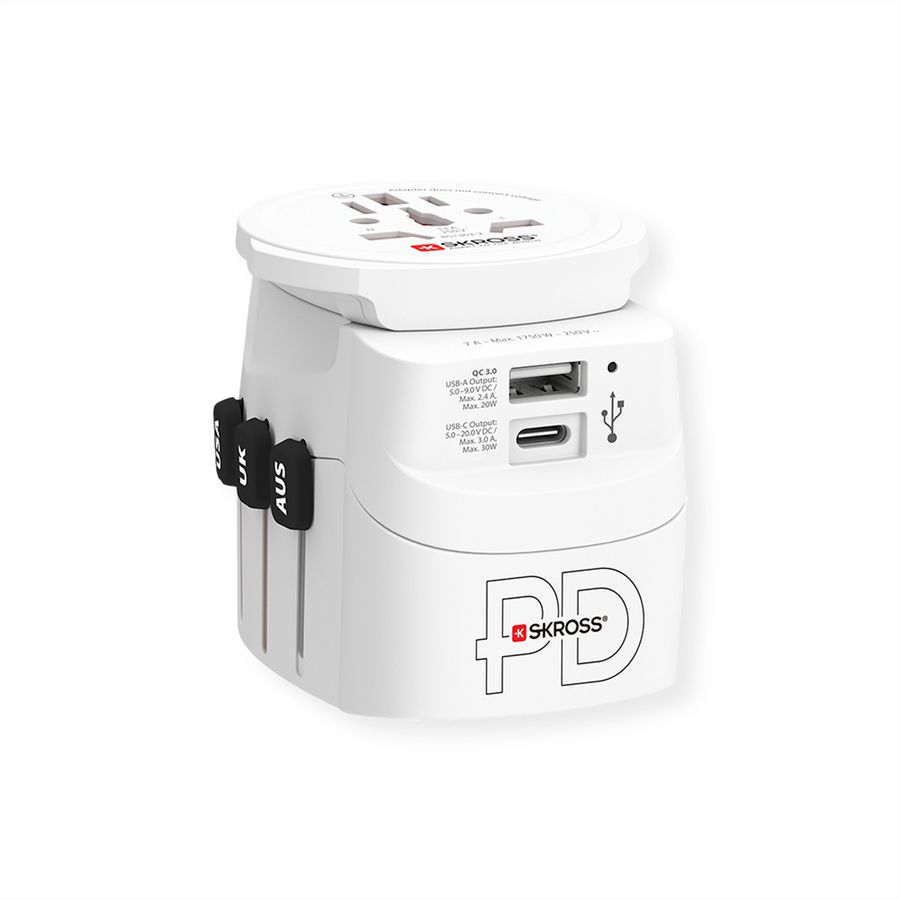SKROSS Adaptateur de voyage PRO Light USB A/C 30PD World, monde