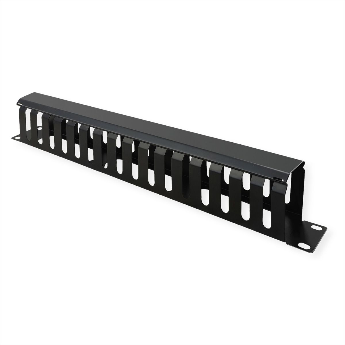 VALUE Plaque avant 19" de 1U avec canal de rangement de 40 x 80 mm, noir