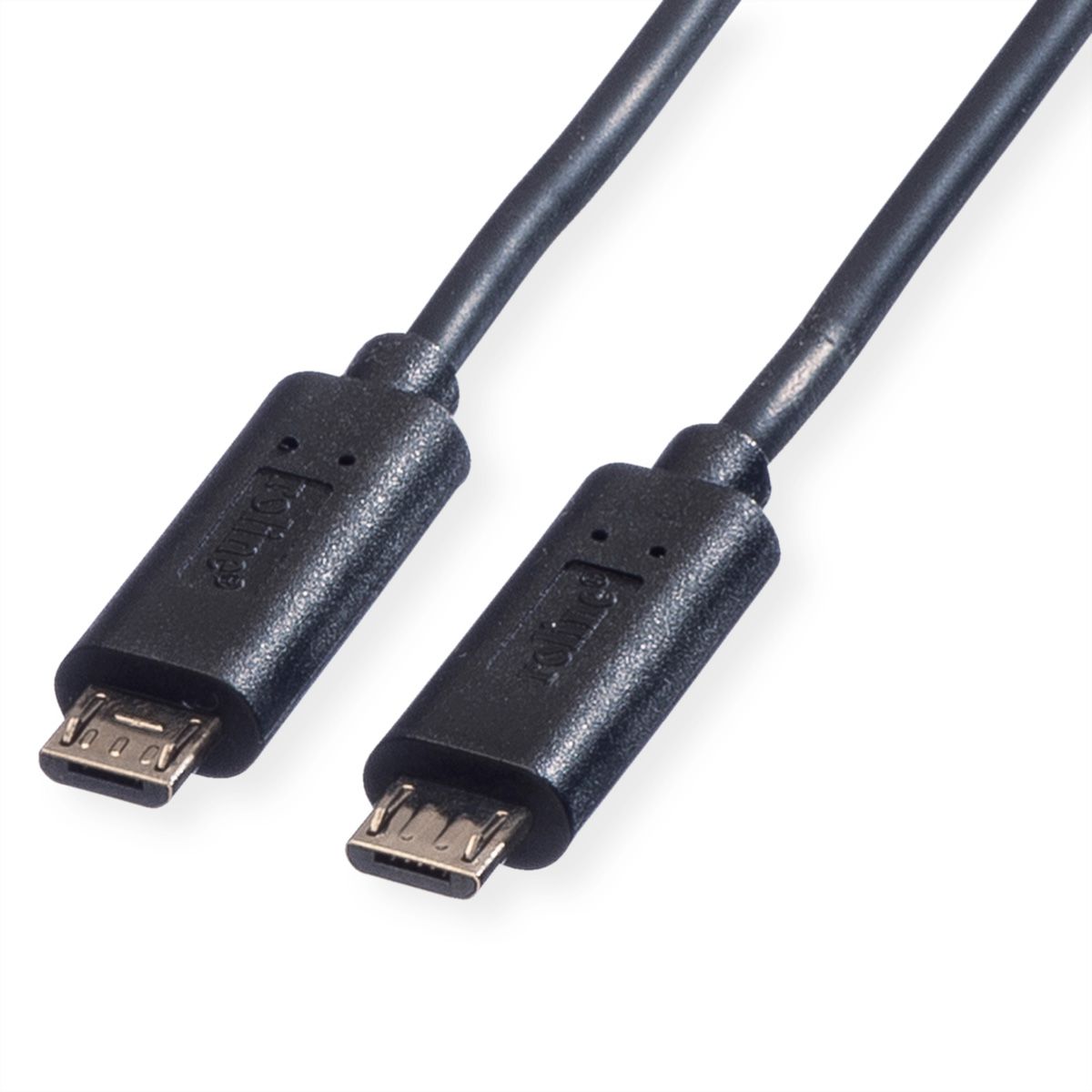 ROLINE Câble chargeur USB 2.0, Micro B - Micro B, M/M, noir, 0,3 m