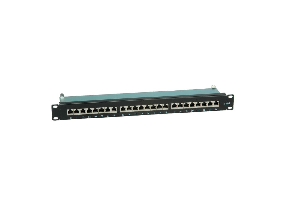 VALUE Panneau de brassage Cat.6 (Classe E) 19", 24 ports, STP, noir