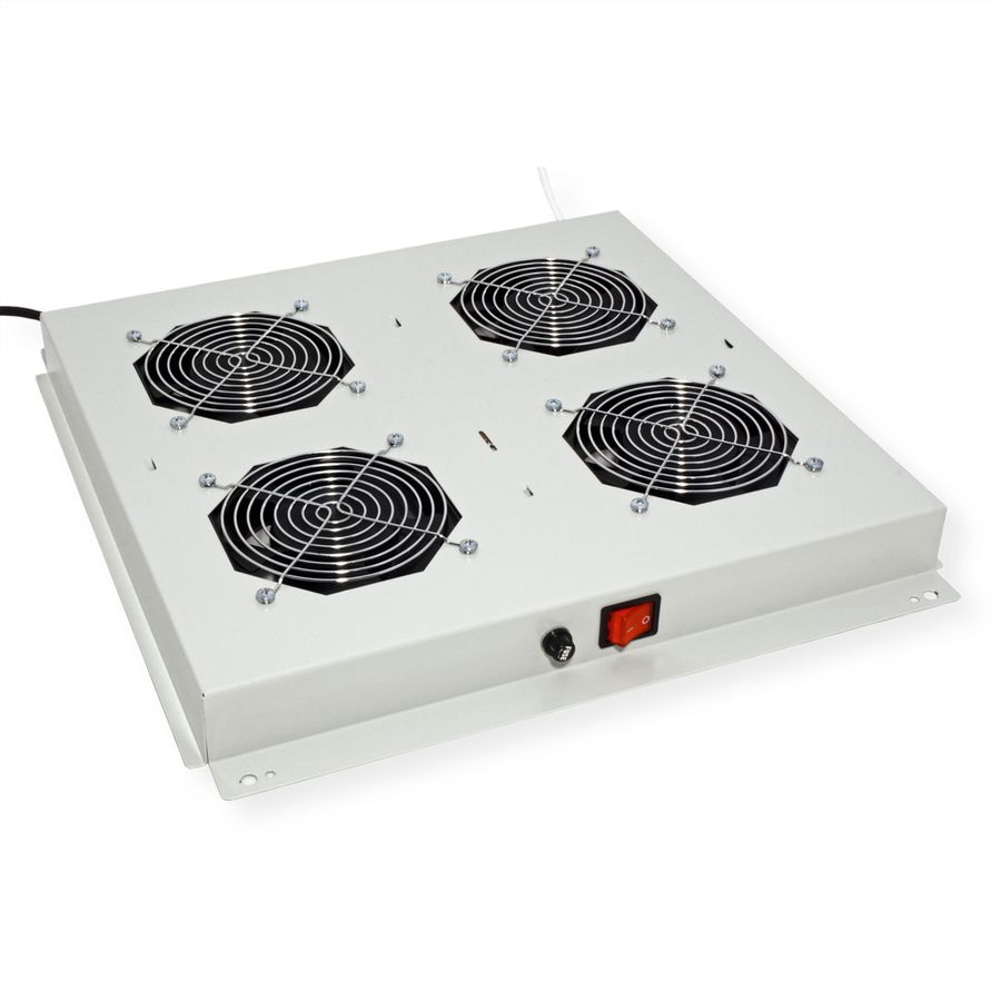 ROLINE 19" Unité de ventilation pour toit, 4 ventilateurs, thermostat, gris