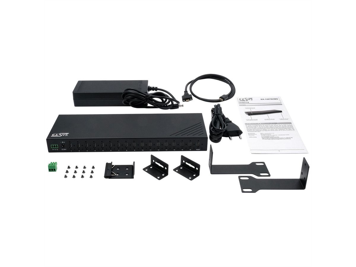 EXSYS EX-12276HMS HUB métallique 16 ports USB 3.2 Gen 2, 16x USB type C