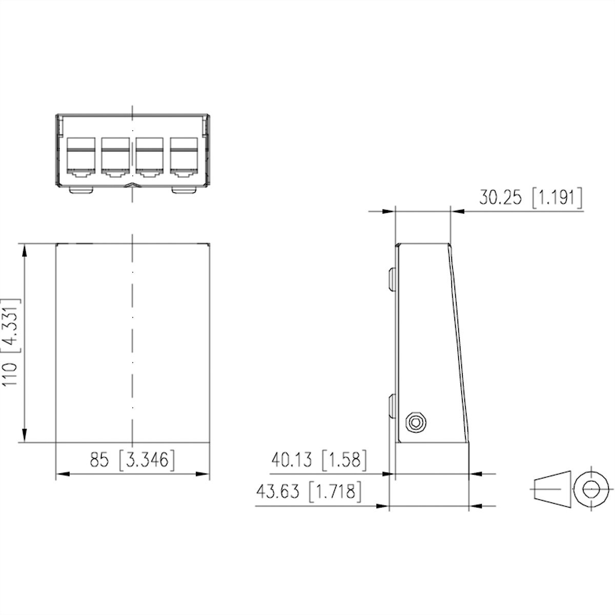 METZ CONNECT Modul boîtier en saillie 4 ports blanc pur, non équipé