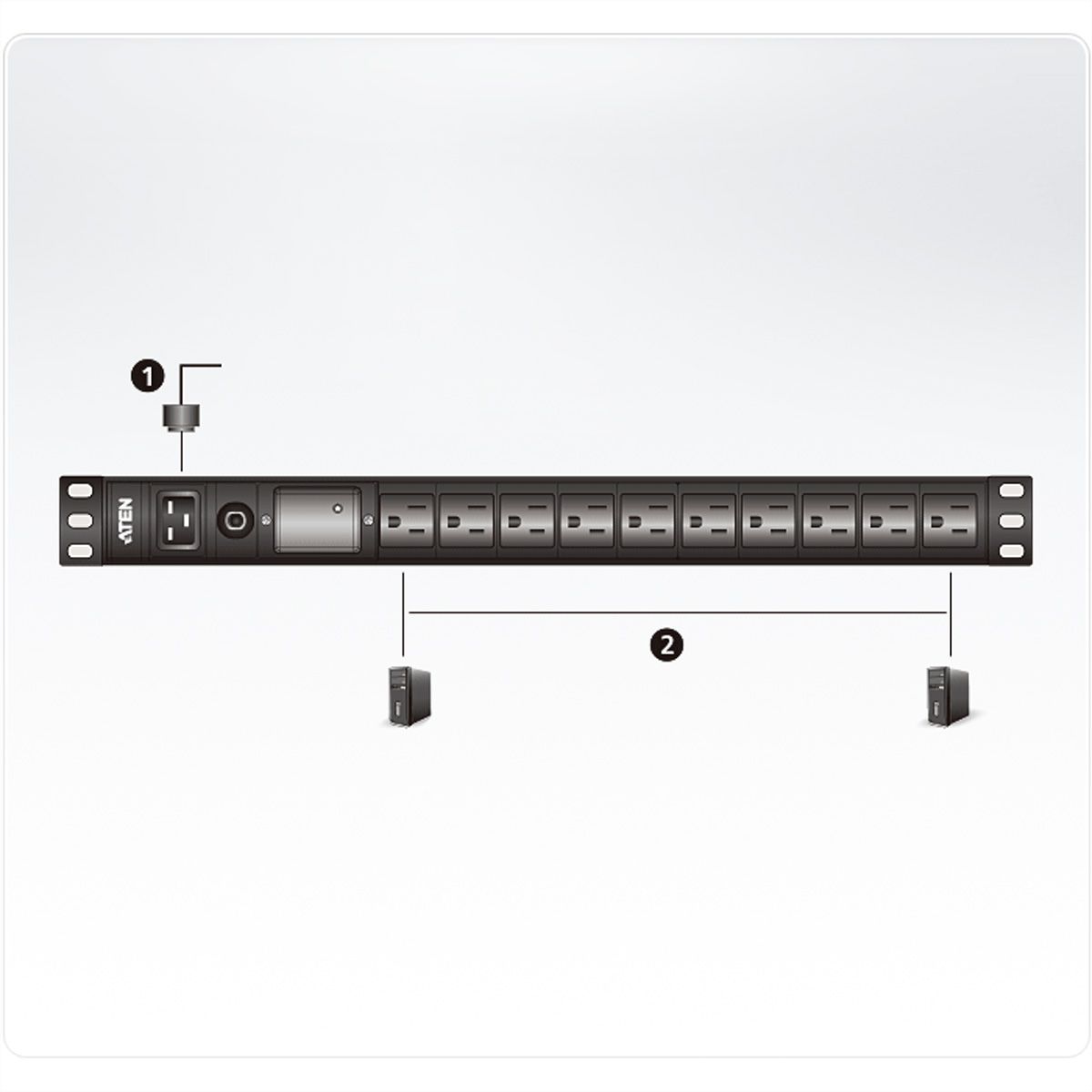 ATEN PE0209SG PDU de base 1U, 8x C13 1x C19 16A
