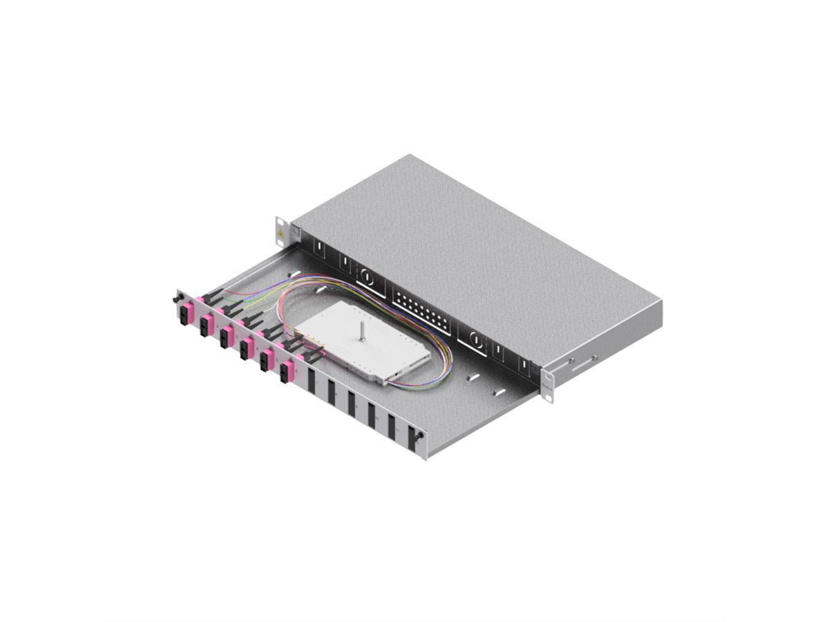 EasyLan Tiroir FO pour fusion basique catégorie C, 19" 1U, 12 ports, 6x SC-duplex, OM4