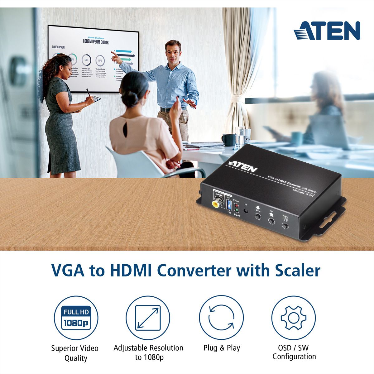ATEN VC182 Convertisseur VGA-HDMI avec convertisseur de format d'image
