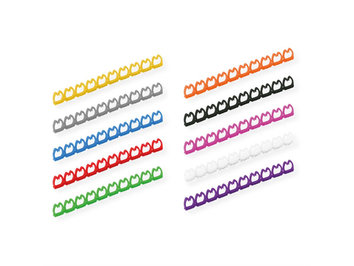 VALUE Set de marqueurs pour câbles patch, 10x 10 pièces, 4 - 5.5 mm, multicolore
