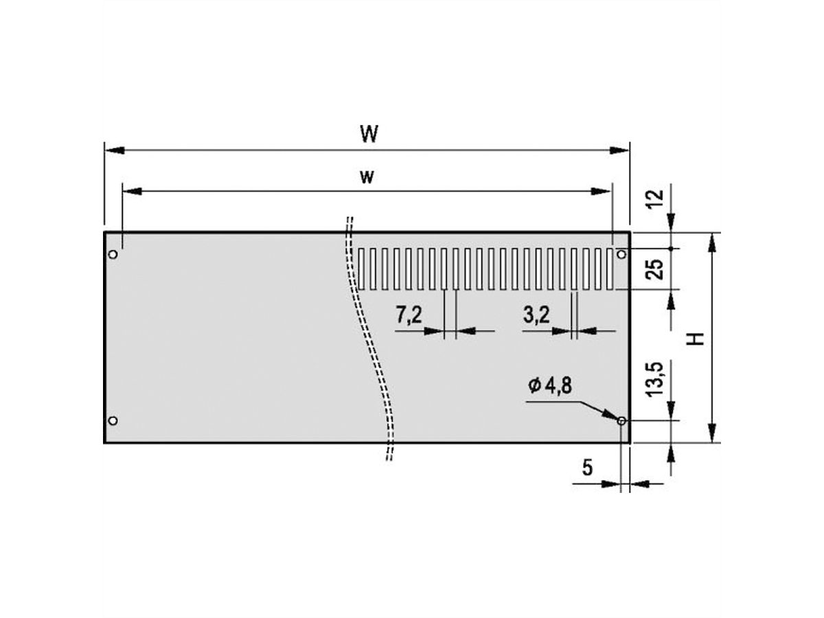 SCHROFF PropacPRO Panneau arrière, pleine largeur, non blindé, avec perforation, 3 U, 63 CV