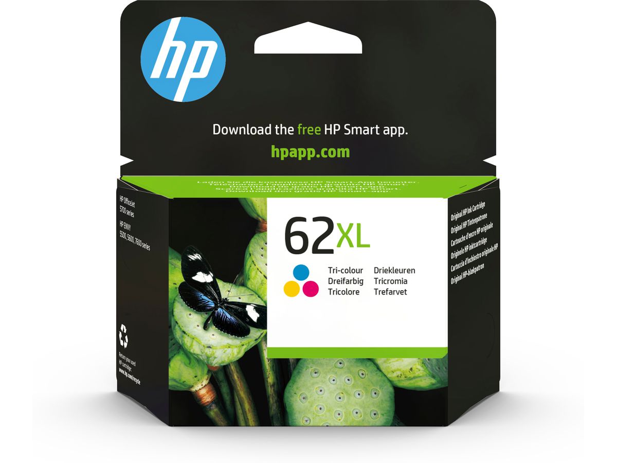 HP 62XL cartouche d'encre trois couleurs grande capacité authentique