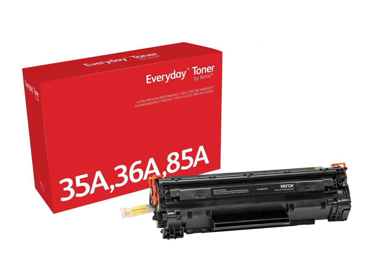 Everyday Toner Noir ™ de Xerox compatible avec HP 35A/ 36A/ 85A/ (CB435A/ CB436A/ CE285A/ CRG-125), Capacité standard