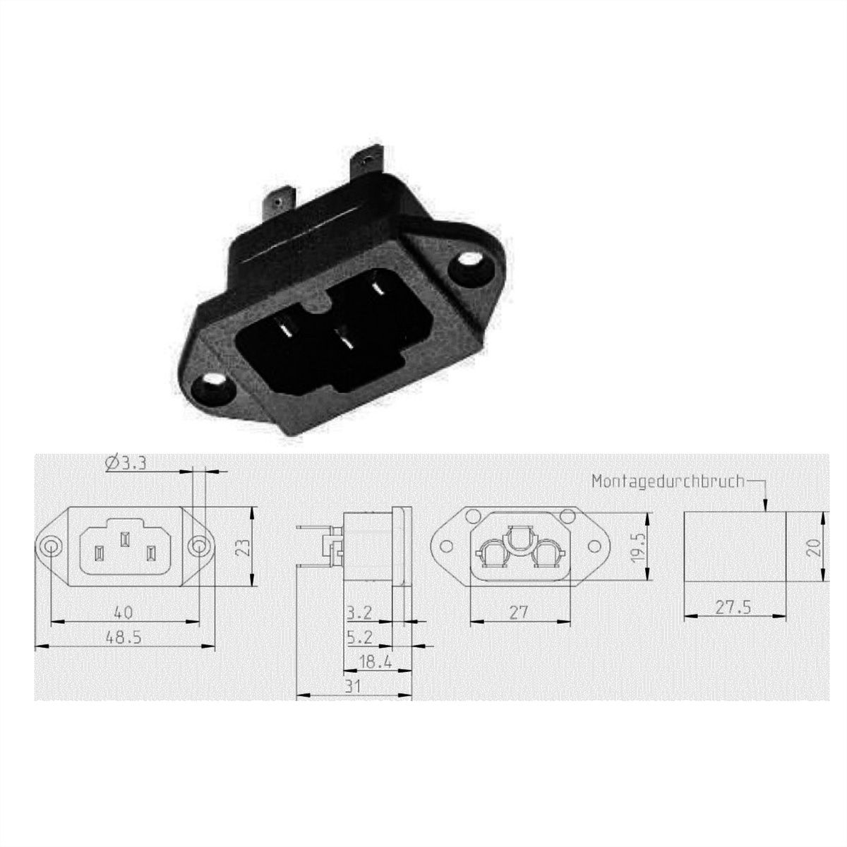 BACHMANN Connecteur pour appareils chauds IEC320 C15A