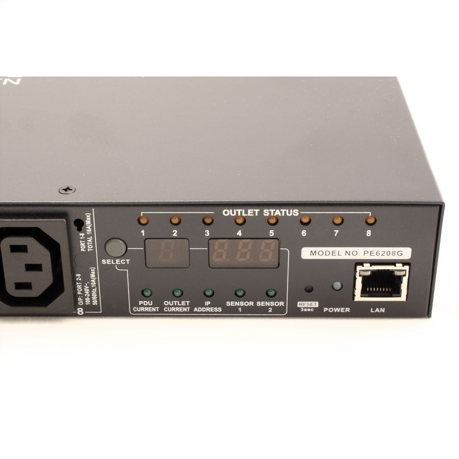 ATEN  PE6208G Multiprise IP, 8 ports, 1U, 7xC13 + 1xC19, 16A, avec compteur