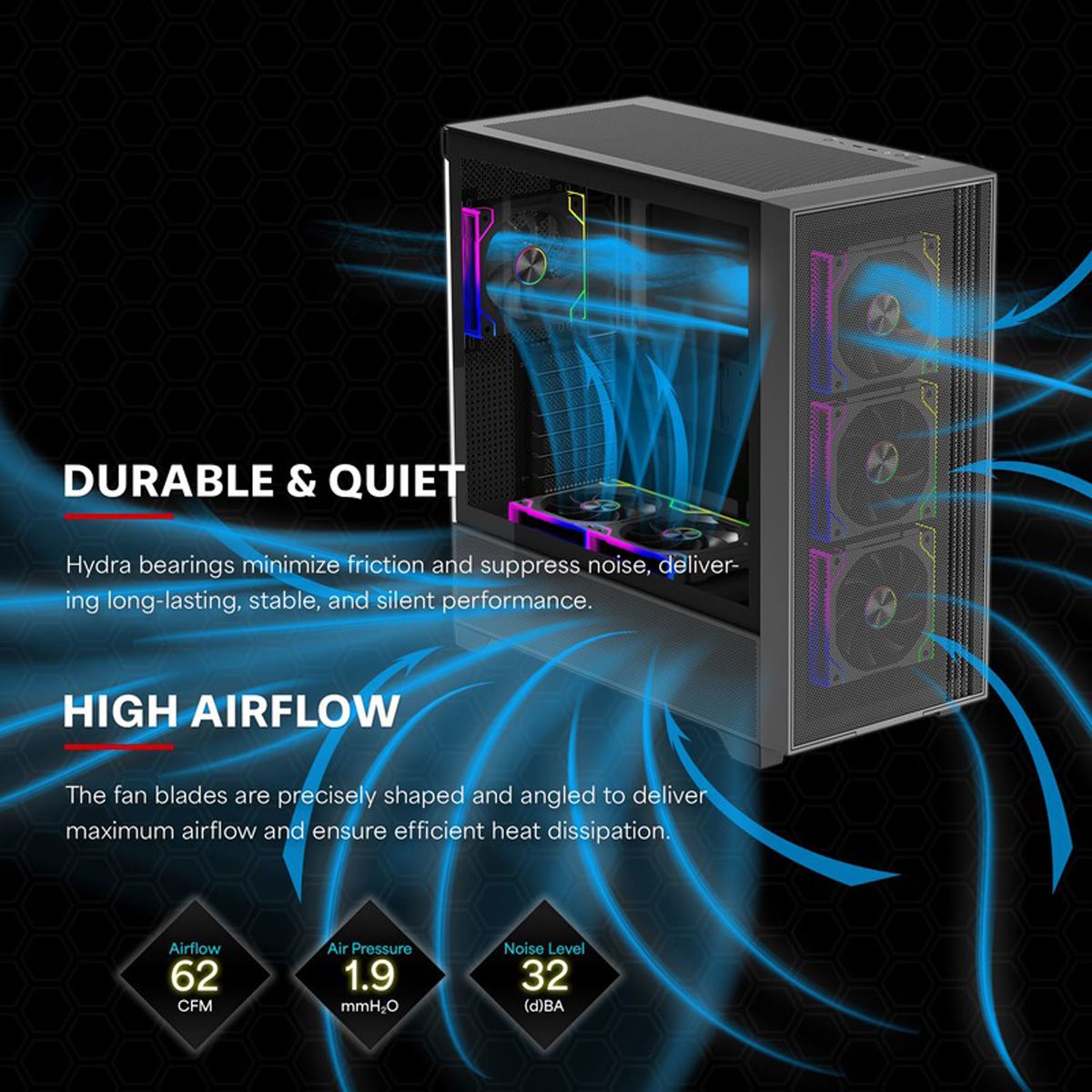 Xilence XPF120.ARGB 120mm PWM Ventilateur de boîtier, ARGB LED