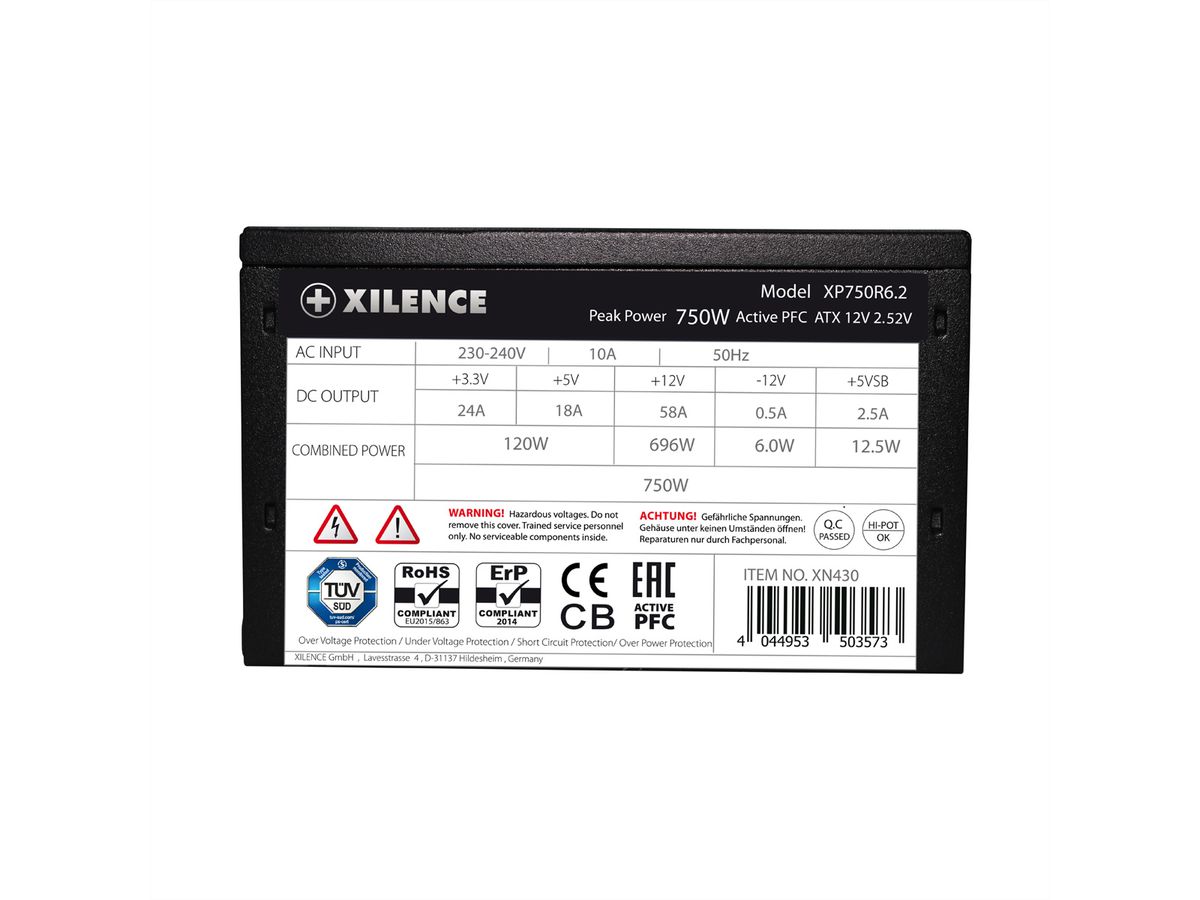 XILENCE XP650R6.2 Gaming 750W ATX, 80+, Non modulaire