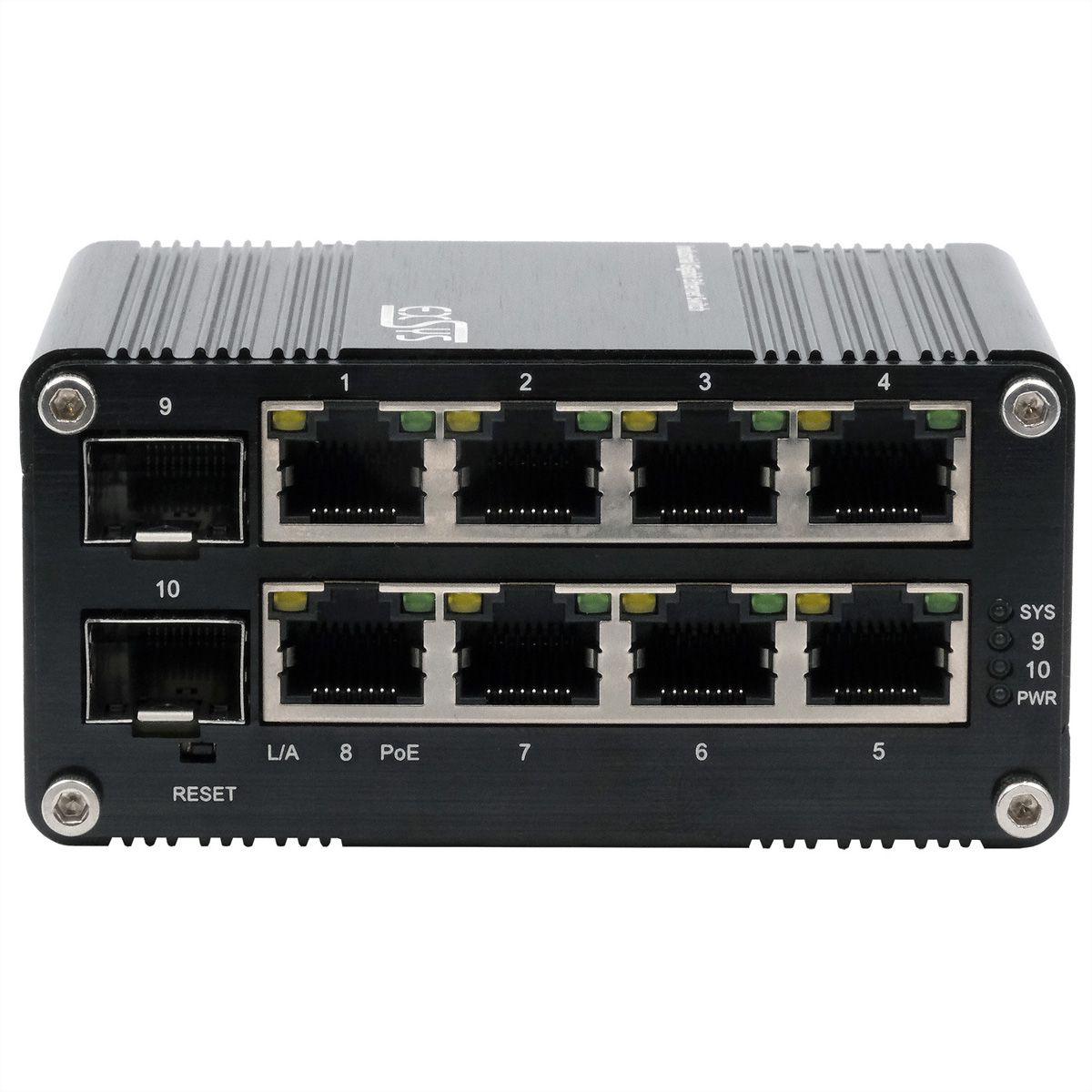 EXSYS EX-62035MPoE-SFP Mini commutateur industriel 8+2 ports Gigabit SFP PoE+, géré par le Web