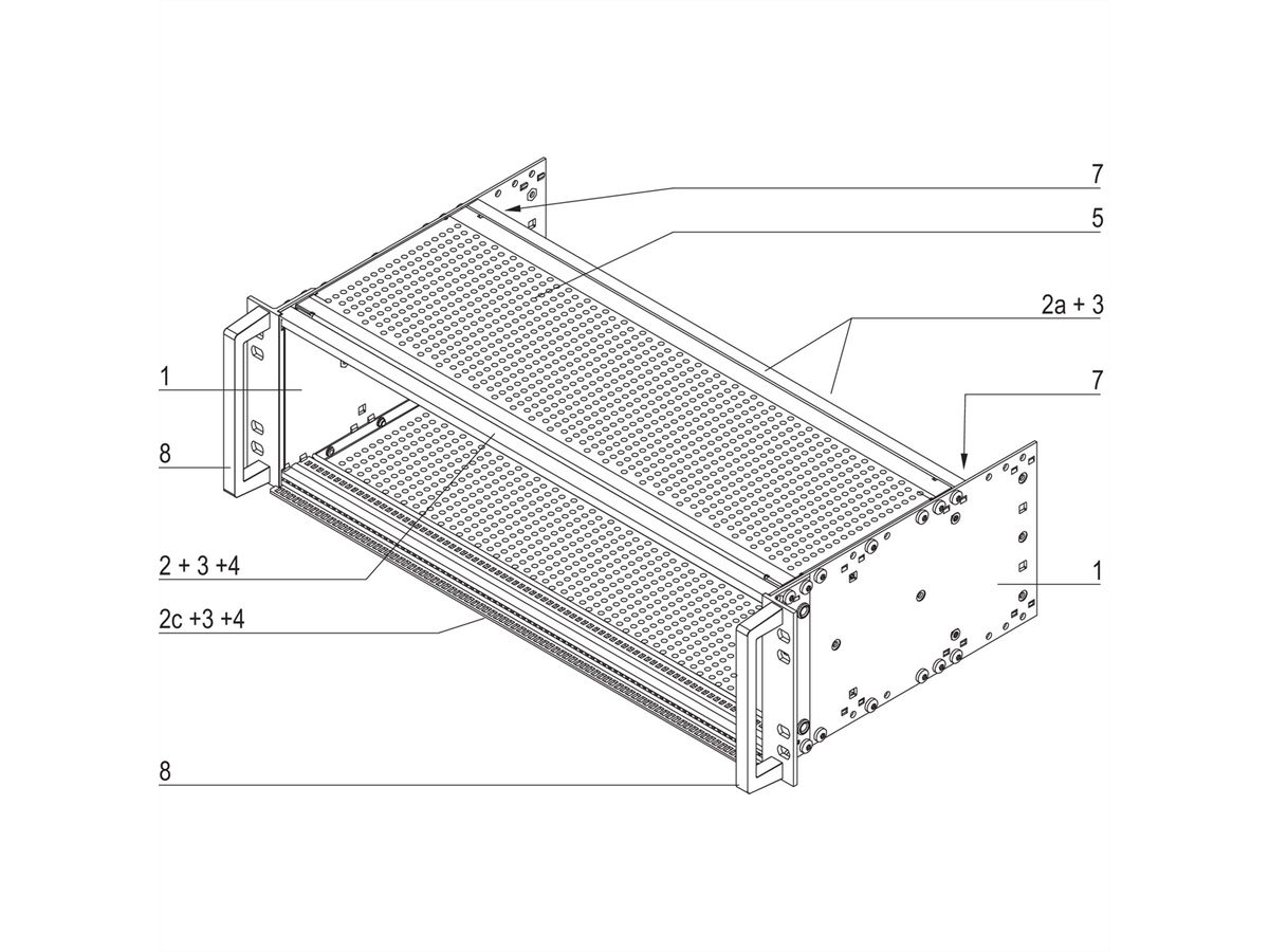 SCHROFF EuropacPRO 19" Subrack Kit pour chemin de fer, blindé, EN 50155, CompactPCI, 3 U, 84 HP, 235 mm