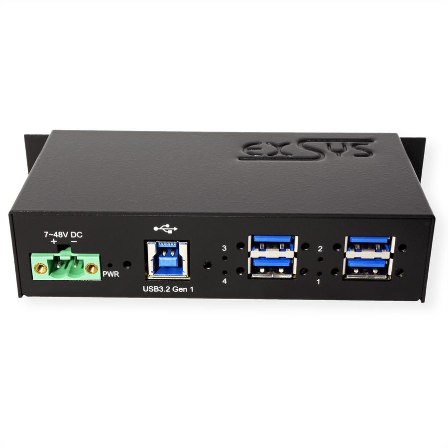 EXSYS EX-1185HMVS-2 Hub USB 3.2 Gen1 métal à 4 ports, protection de surtension 15KV ESD