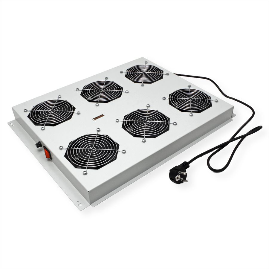 ROLINE 19" Unité de ventilation de toit, 6 ventilateurs, ON/OFF, pour baie serveur par série, gris