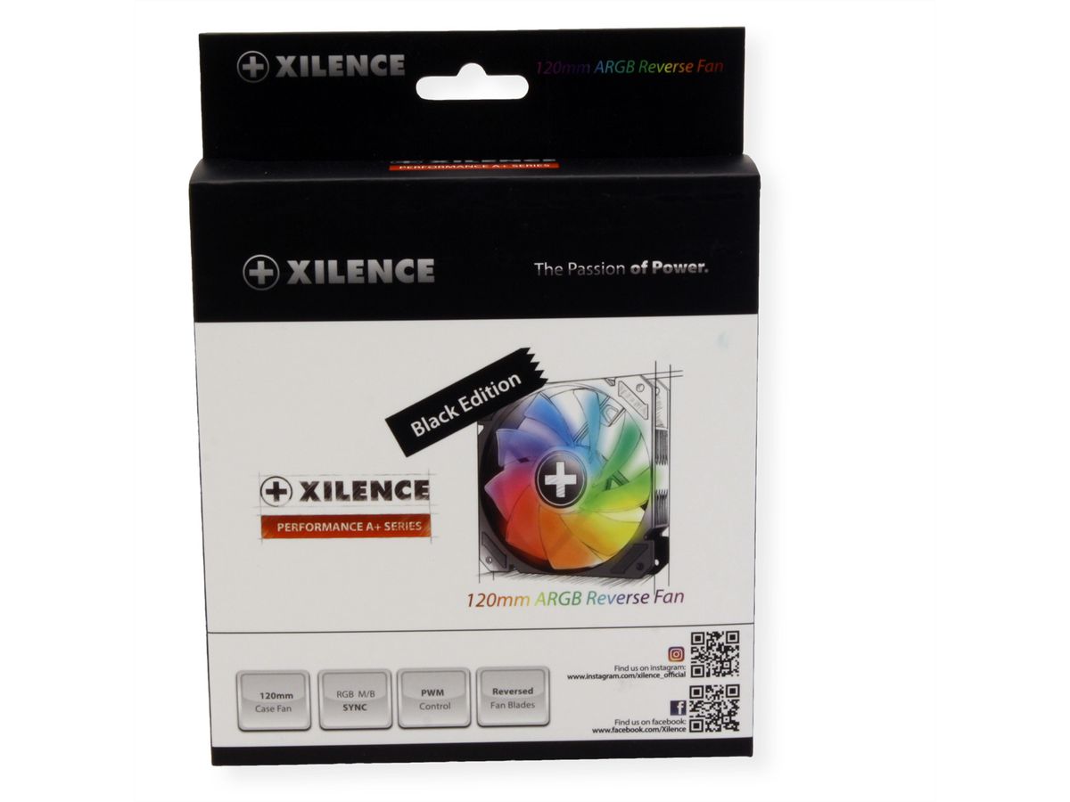 XILENCE Performance A+ REVERSE XF065, Ventilateur LED ARGB 120 mm noir