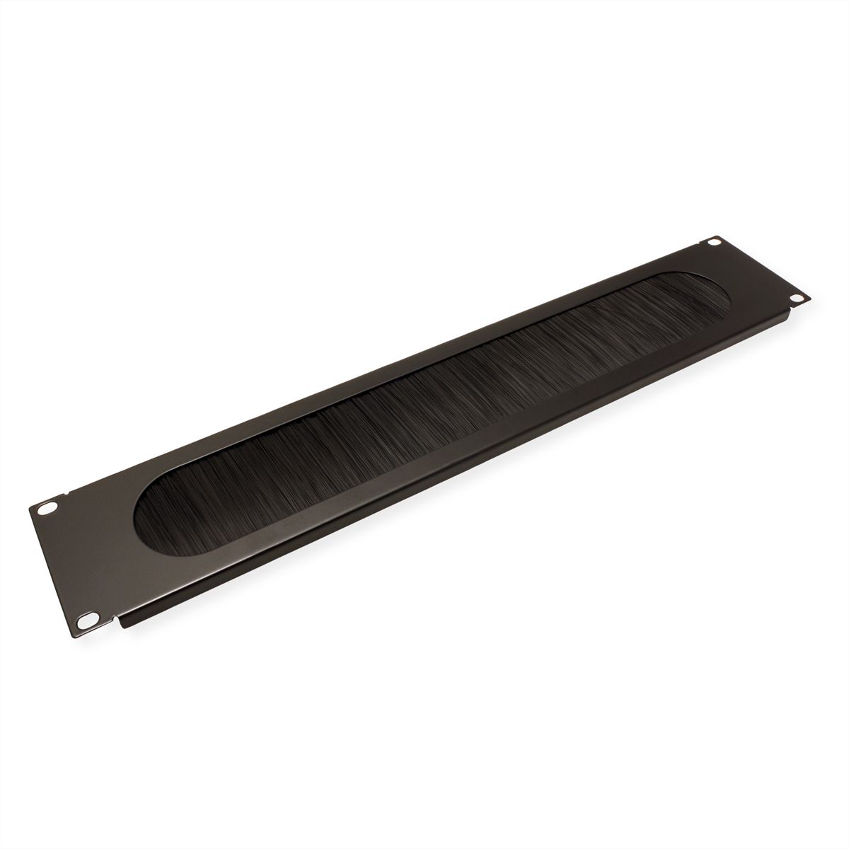 VALUE Passe-câbles 19" 2 UH avec brosse et décharge de traction, noir