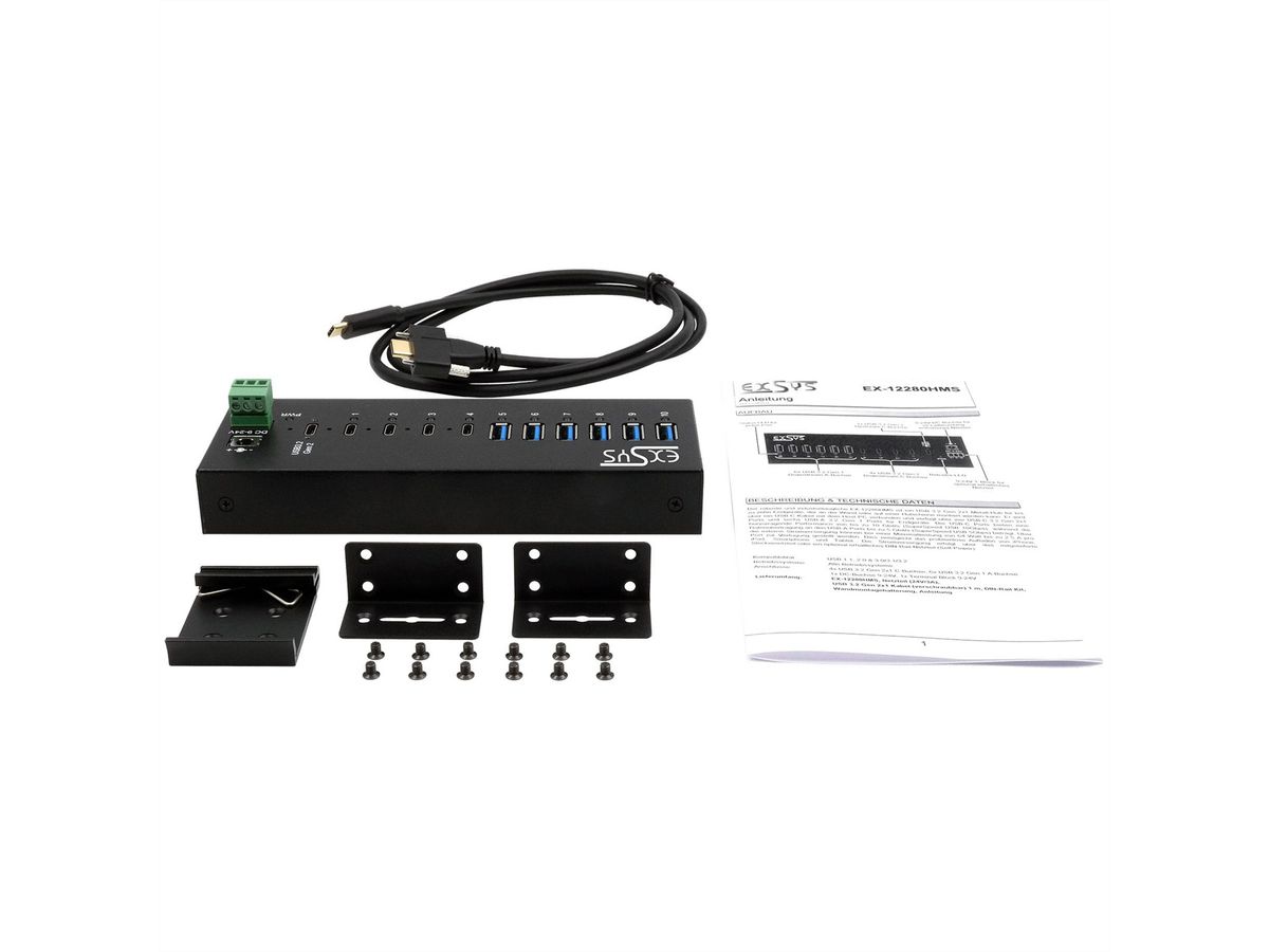 EXSYS EX-12280HMS HUB métallique 10 ports USB 3.2 Gen 2, 4x USB-C et 6x USB-A