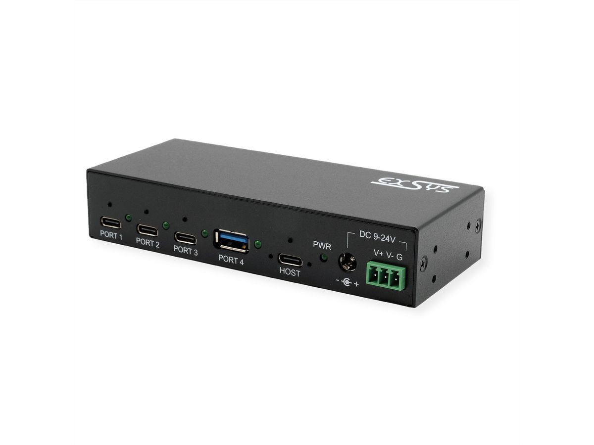 EXSYS EX-12293HMS Hub métal USB 3.2 Gen2, 4 ports, 3x C et 1x A