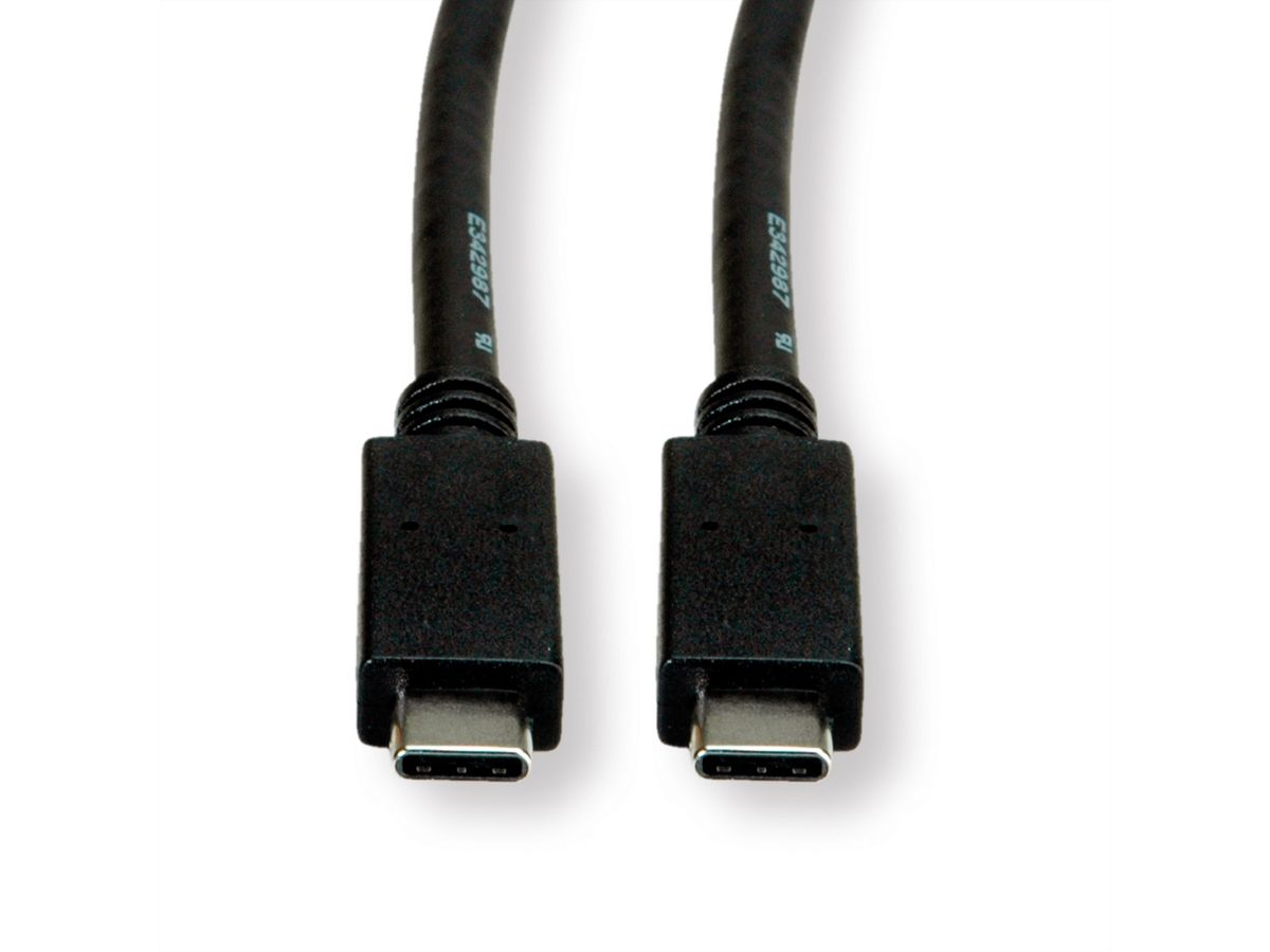 ROLINE Câble USB 3.2 Gen 2, avec PD (Power Delivery), avec Emark, C-C, M/M, noir, 2 m