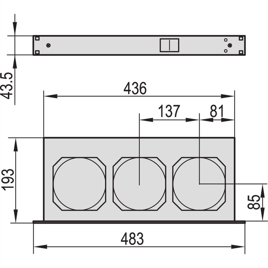 Unité de ventilation 19" SCHROFF, 1 U, avec interrupteur frontal, 3 ventilateurs, 24 VDC