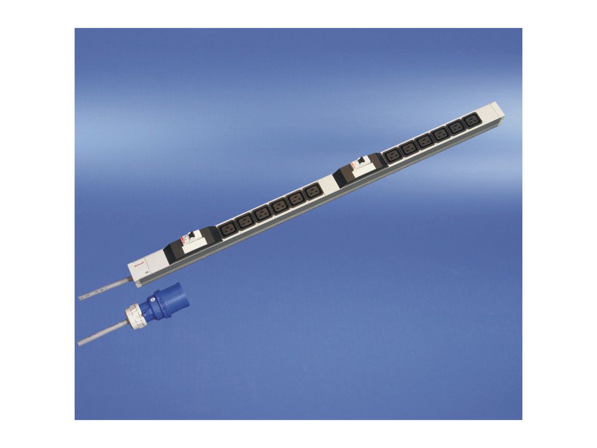 Bâti de prises SCHROFF, IEC C19, 32 A, Fiche IEC 60309, 12x IEC C19, Fusible 2x16 A