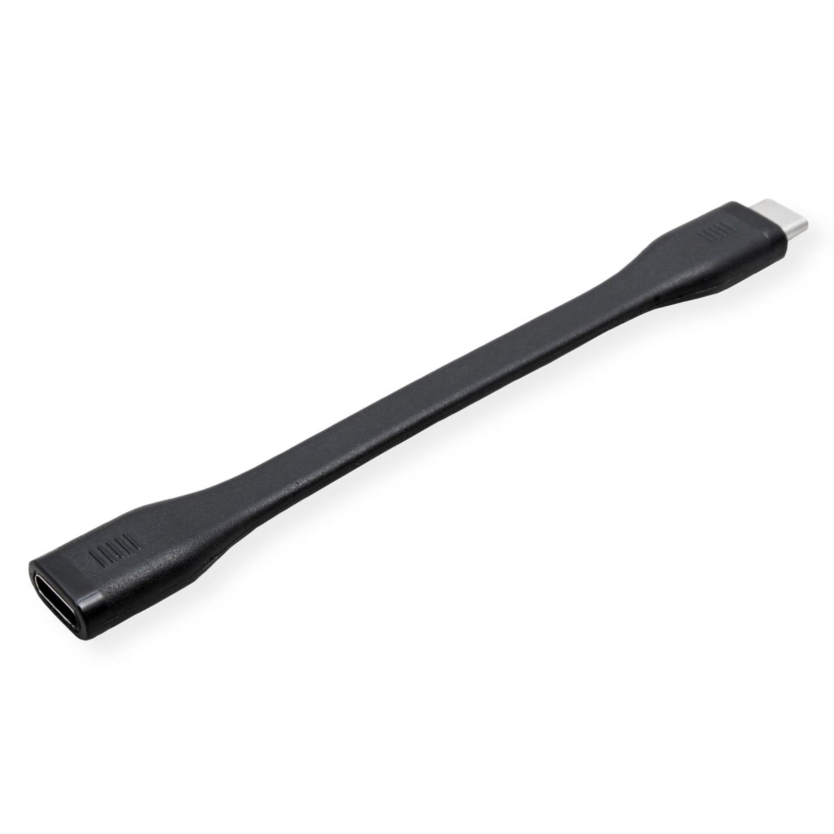 ROLINE Câble USB4 Gen3x2, C-C, M/F, 8K UHD-2, 40Gbit/s, 100W, plat, noir, 11,5 cm