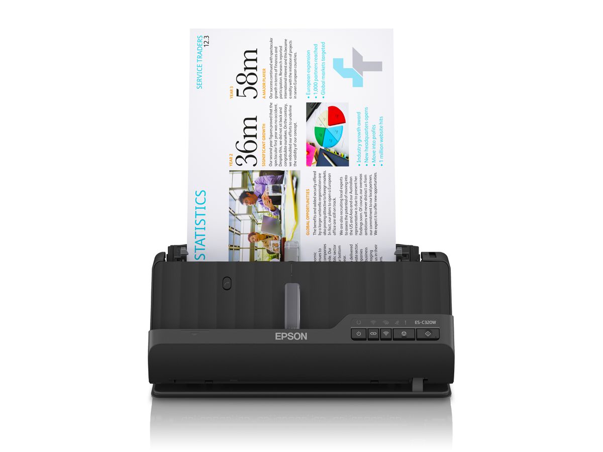 Epson ES-C320W Chargeur automatique de documents + Scanner à feuille 600 x 600 DPI A4 Noir