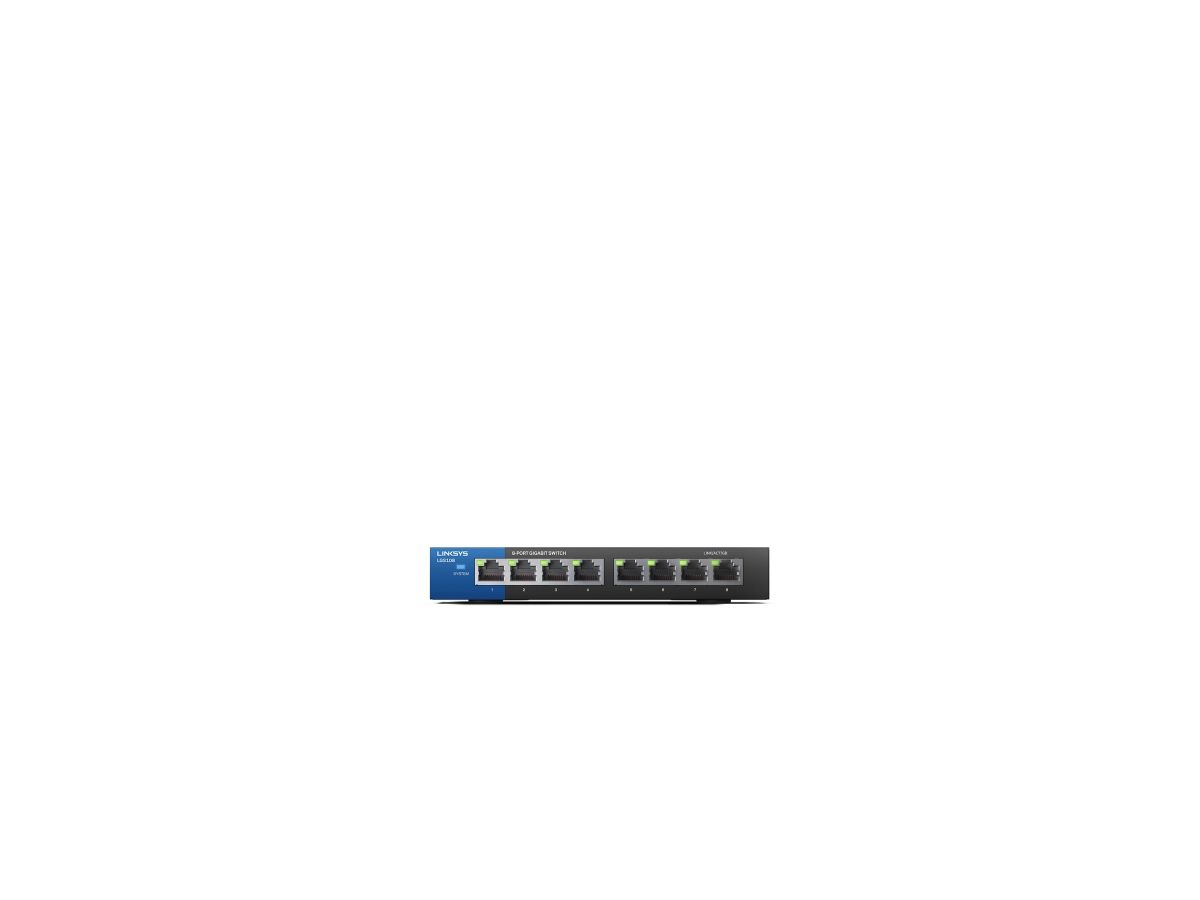 Linksys LGS108 Non-géré Gigabit Ethernet (10/100/1000) Noir, Bleu