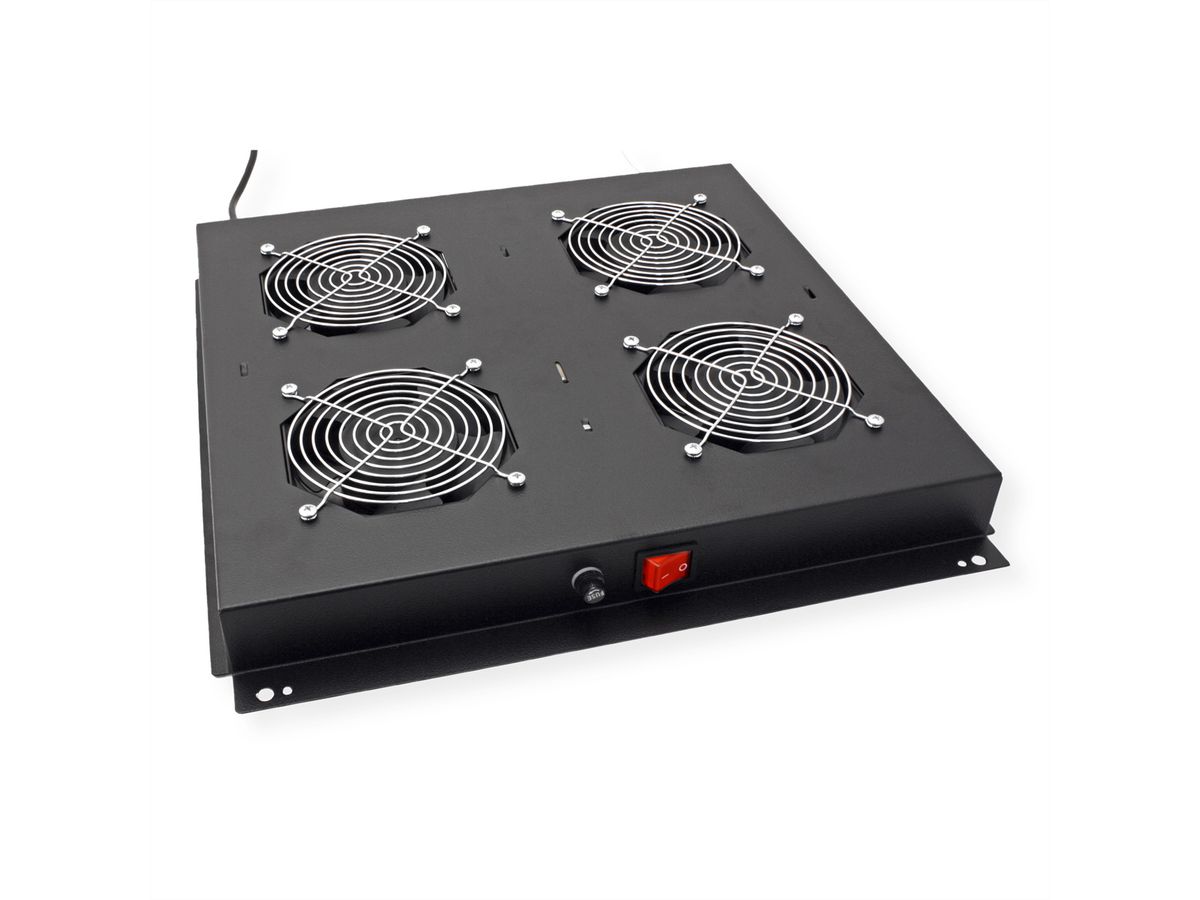 ROLINE Unité de ventilation 4 ventilateurs, thermostat, noir