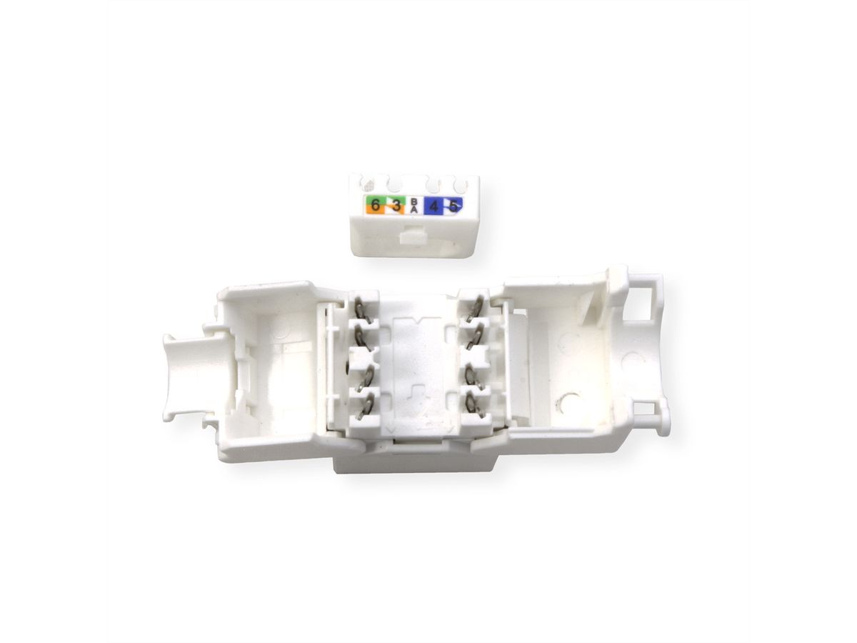 ROLINE Keystone Cat.6A (Classe EA)non blindé, sans outil, SLIM, extra-court, blanc