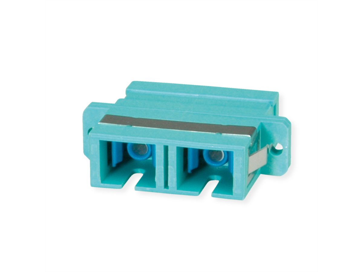 TELEGÄRTNER  Coupleur SC Duplex, Multimode, Manchon en céramique, boîtier en plastique, turquoise