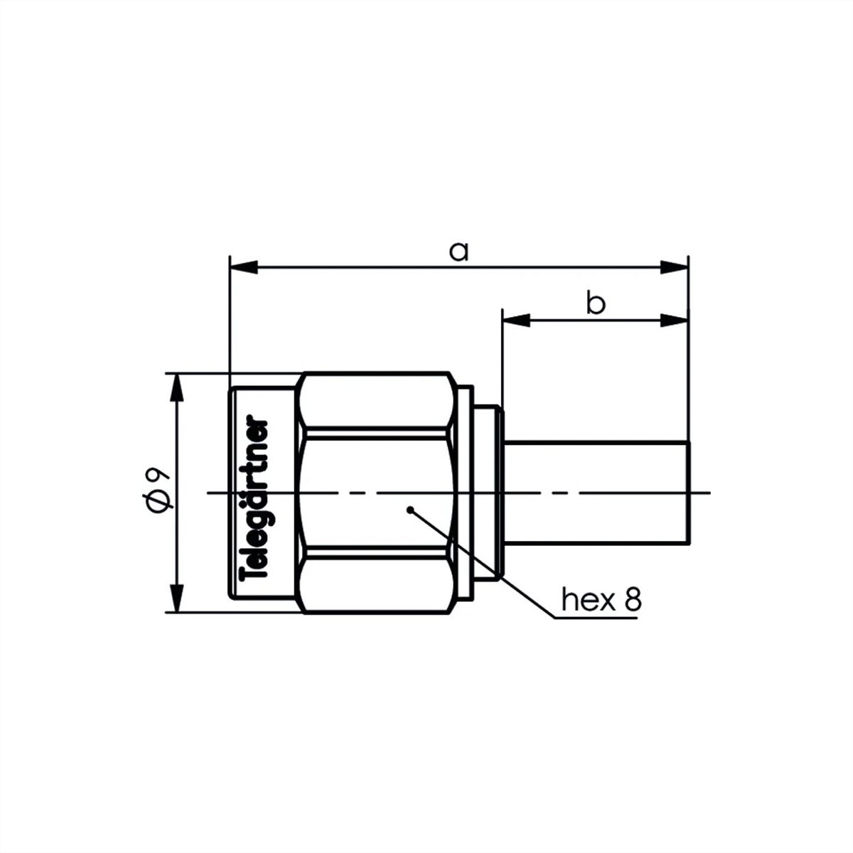 TELEGÄRTNER Connecteur à sertir SMA, pour RG-58C/U, connexion à souder/à sertir, plaqué or