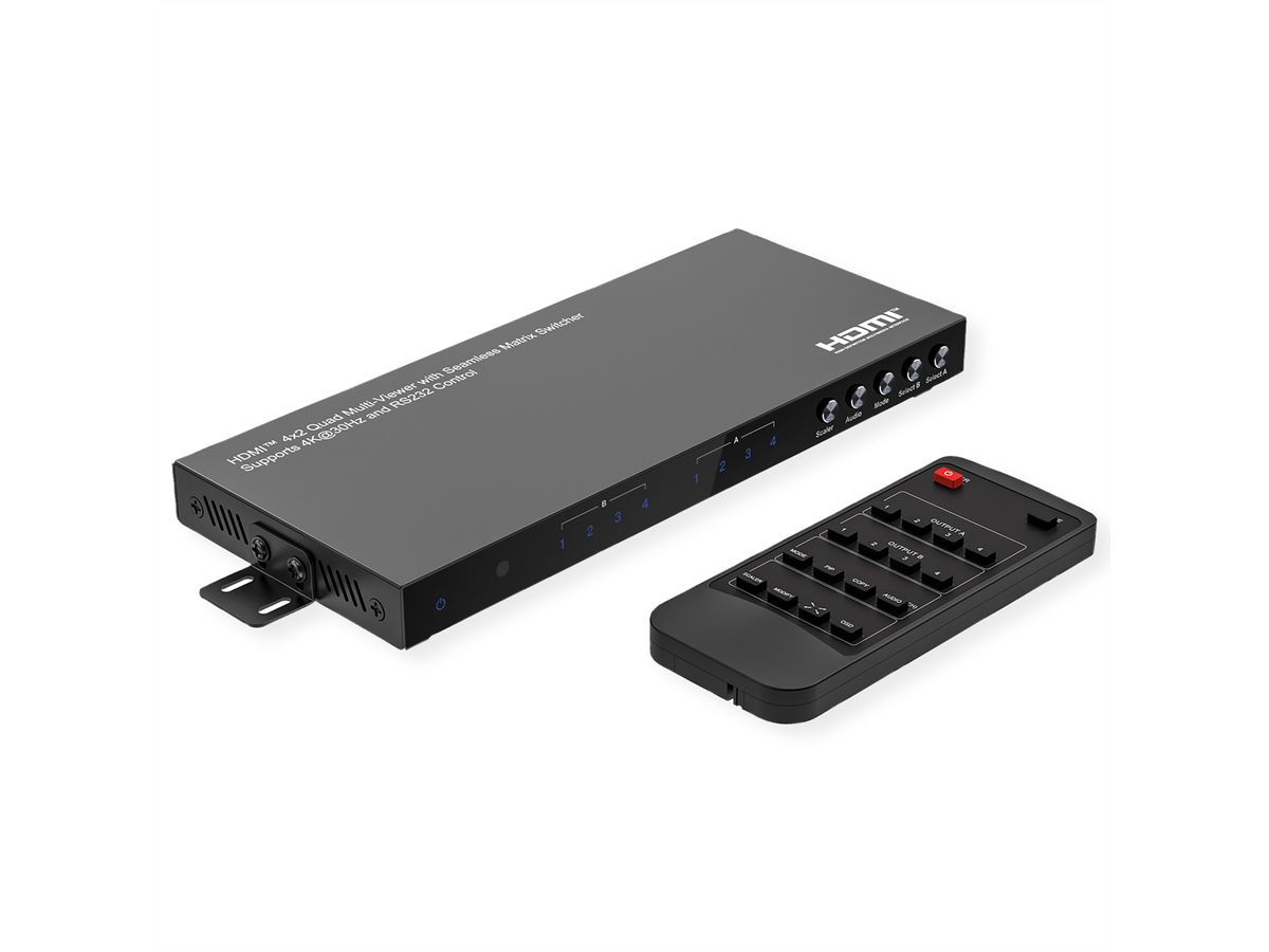 VALUE Switch matriciel HDMI 4x2 QUAD multi vues, commutation sans rupture